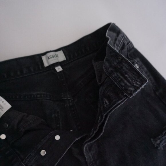 Agolde 90's Black Distressed 100% Cotton Button Fly Straight Leg Jean 26 - Picture 10 of 16
